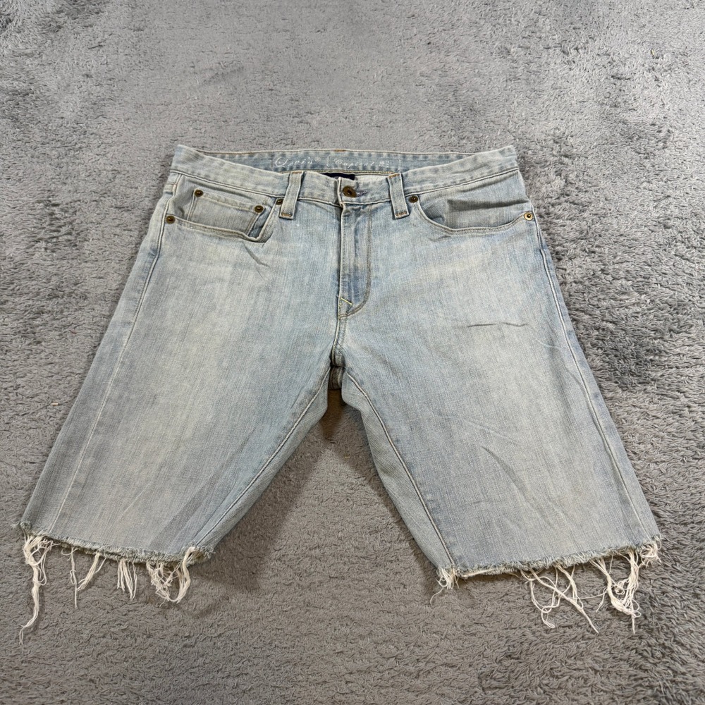 Levis Capital E Matchstick Mens Denim Shorts 32 Light Wash Cut Off Raw Hem USA